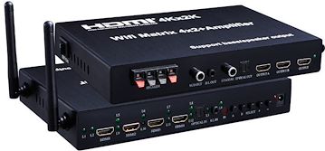 SFX高清4KHDMI矩阵 4X2 Wifi HDMI 4K 带功放矩阵可一件代发