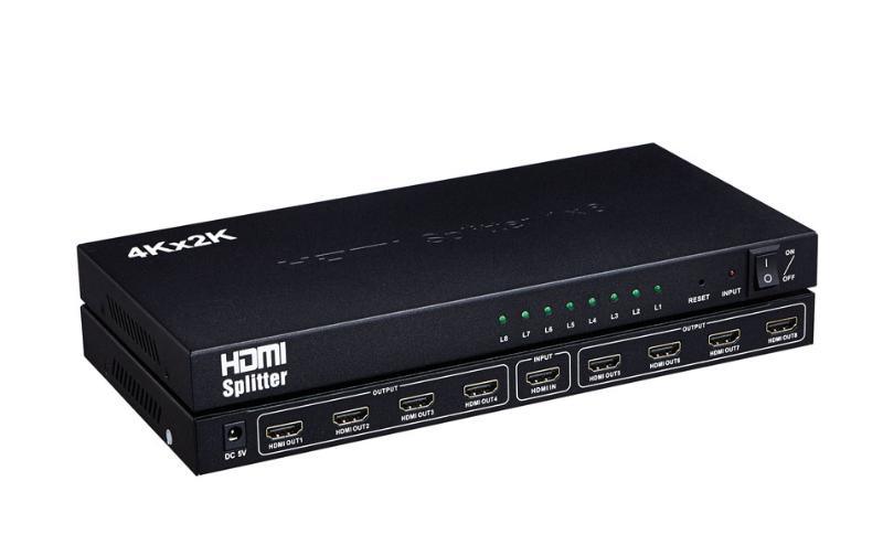 供应高清视频分配器 HDMI分配器1分8电视分屏器